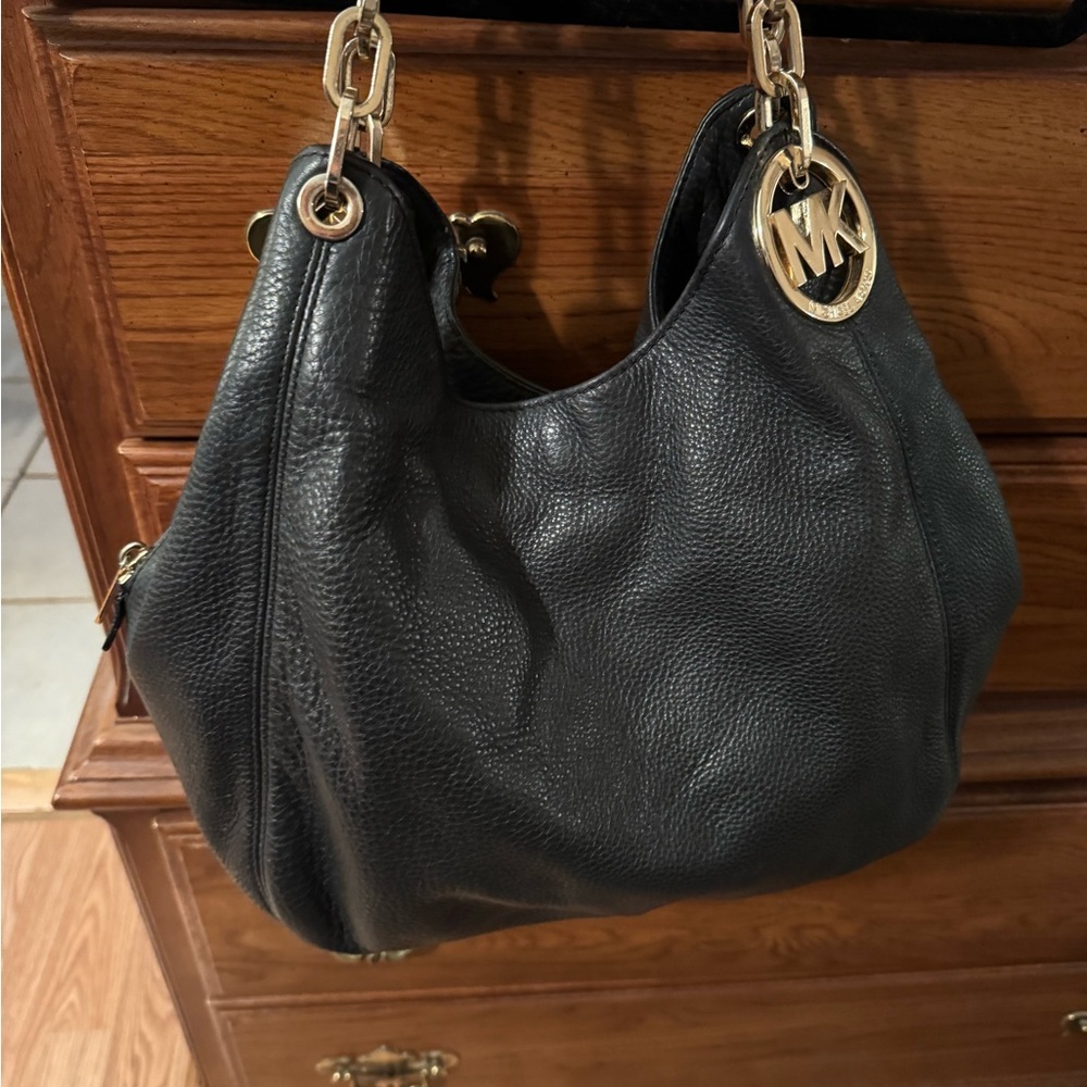 Michael Kors Black Leather Shoulder Bag